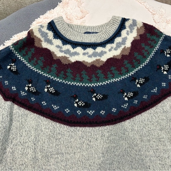 Vintage Women's Woolrich Gray Fair Isle Duck Sweater - Picture 2 of 4